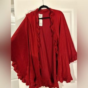 Red one size fits most sweater cape. Tags still on